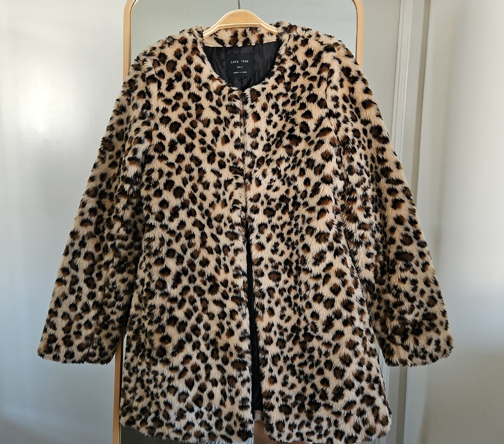 Love Tree Animal Print Teddy Jacket